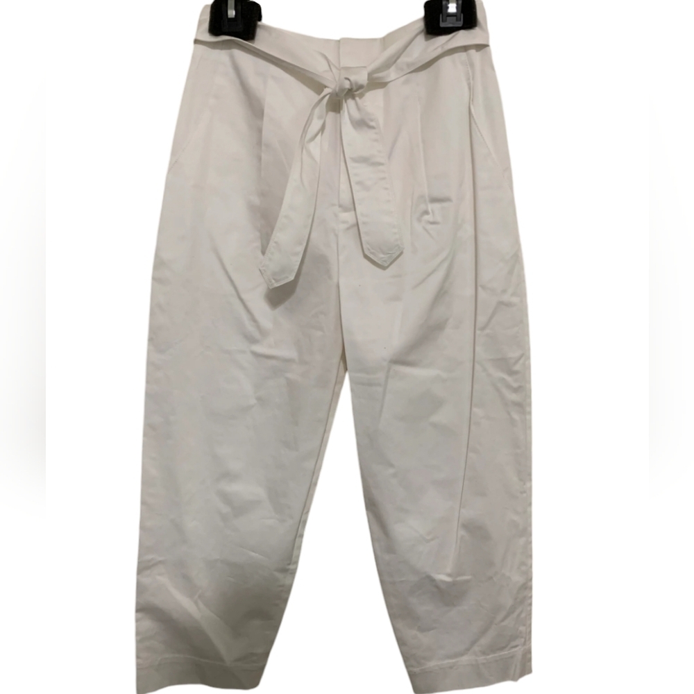 KATE SPADE Belted Barrel Fit White Pants 10